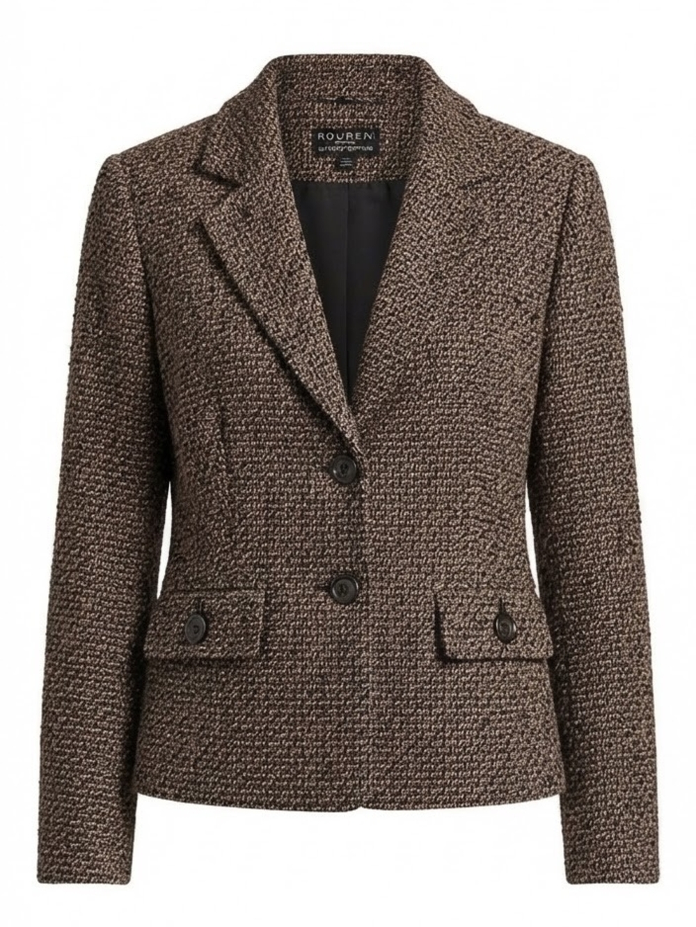 Rouben Brown Tweed Notch-Lapel Blazer